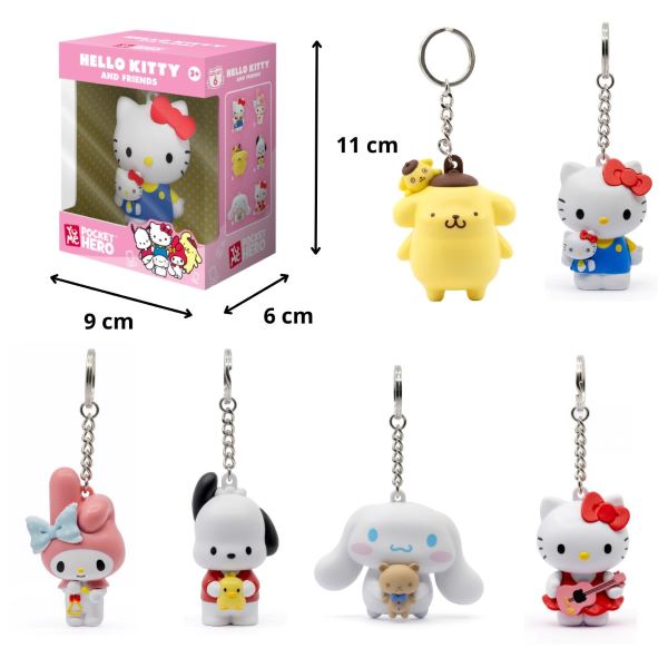 HELLO KITTY & FRIENDS Pocket Hero Portachiavi 7cm  In box (cm 9x6x11 H) In espo da 12pz 6ass…x12